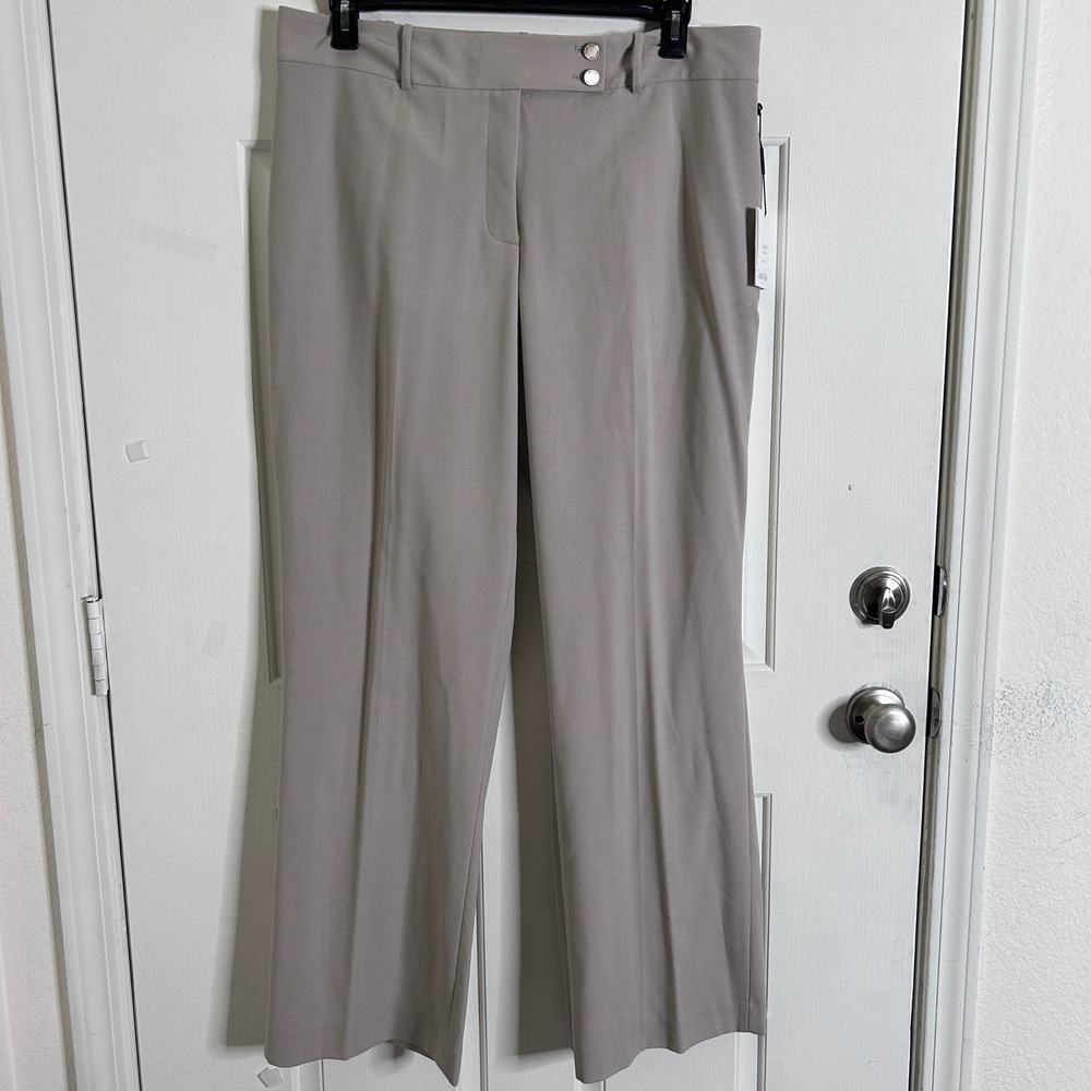NWT Calvin Klein Women's Invisible Curvy Fit Easy Care Trousers Size 14 Tan
